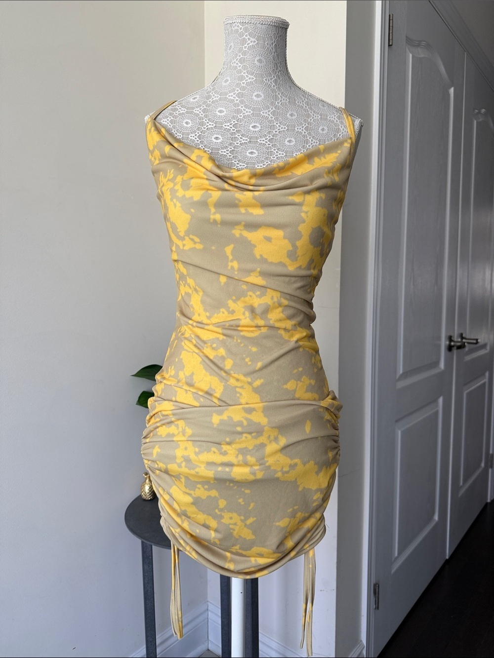PrettyLittleThing Yellow and Tan Dress